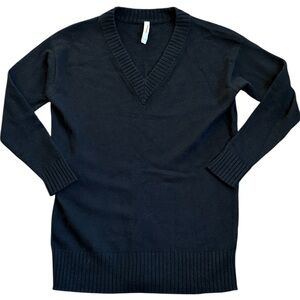 Athleta V-Neck Wool Cashmere Long Sweater Women’s S Black Oversize